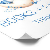 Blue Dinosaur Books and Gifts Baby Shower Sign ポスター (角)