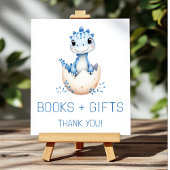 Blue Dinosaur Books and Gifts Baby Shower Sign ポスター
