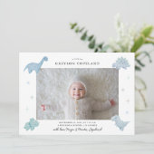 Blue Dinosaur Boyベビー写真誕生のお知らせ 案内状 (スタンド正面)