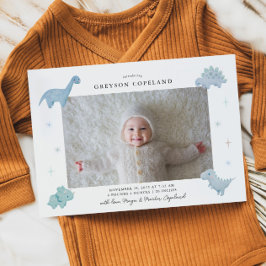 Blue Dinosaur Boyベビー写真誕生のお知らせ 案内状