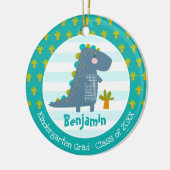 Blue Dinosaur Boy Kindergarten Graduation Keepsake セラミックオーナメント (左)