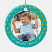 Blue Dinosaur Boy Preschool Graduation Keepsake セラミックオーナメント (裏面)