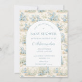 Blue Dinosaur Storybook Baby Shower 招待状 (正面)