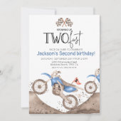 Blue Dirt Bike 2nd birthday - Growing up two fast 招待状 (正面)