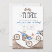 Blue Dirt Bike 3rd birthday - Cant catch me 招待状 (正面)