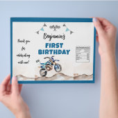 Blue Dirt Bike Boy Birthday Chip Bag Wrapper チラシ (手)