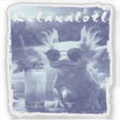 Blue Distressed Relaxalotl Axolotl シール (正面)
