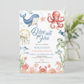 Blue Dive Into Five Ocean Animals 5th Birthday 招待状 (スタンド正面)