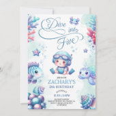 Blue Dive into Five Under the Sea 5th Birthday  招待状 (正面)