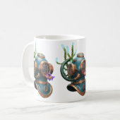 Blue Diving Helmet Character with Starfish コーヒーマグカップ (正面左)