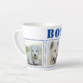 Blue Dog 3フォトコラージュ(名前あり) カフェラテマグ (左アングル)