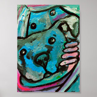 blue dog and girl ポスター