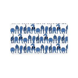 Blue Dog Butts Pattern ラベル