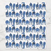 Blue Dog Butts Pattern ワインラベル (シングルラベル)