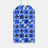 Blue Dog Paw Print Checkerboard ギフトタグ (正面)