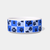 Blue Dog Paw Print Checkerboard ボウル (裏面)