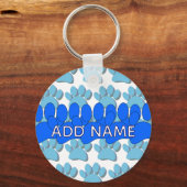 Blue Dog Paw Print Custom Personalized Name キーホルダー (裏面)