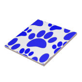 Blue Dog Paw Print Cute Puppy Ceramic Tile タイル (側面)