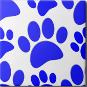 Blue Dog Paw Print Cute Puppy Ceramic Tile タイル