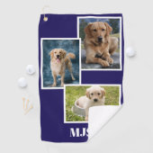 Blue Dog Photo Collage Monogram Personalized  ゴルフタオル (インサイチュ)