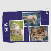 Blue Dog Photo Collage Monogram Personalized  ゴルフタオル (横)