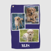 Blue Dog Photo Collage Monogram Personalized  ゴルフタオル (正面)
