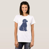 Blue Dog Silhouette Minimal Art Tシャツ (正面フル)