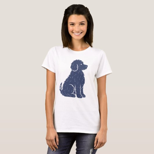 Blue Dog Silhouette Minimal Art Tシャツ (正面フル)