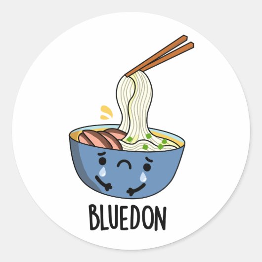 Blue-don Funny Udon Pun  ラウンドシール (正面)