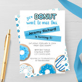 Blue Donut Birthday Invitation 招待状