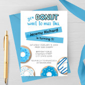 Blue Donut Birthday Invitation 招待状