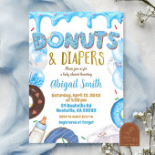 Blue Donuts and Diapers baby shower  招待状