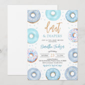 Blue Donuts and Diapers Baby Shower Invitation 招待状 (正面/裏面)