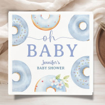 Blue Donuts Baby Shower Brunch Paper Napkin