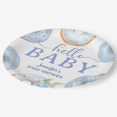 Blue Donuts Hello Baby Shower Brunch  ペーパープレート (アングル)