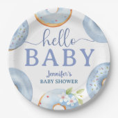 Blue Donuts Hello Baby Shower Brunch  ペーパープレート (正面)