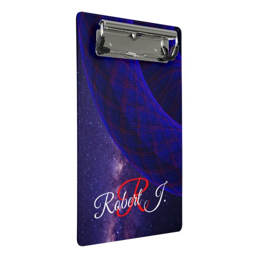 Blue Donuts In Outer Space Mini Clipboard ミニクリップボード (アングル)