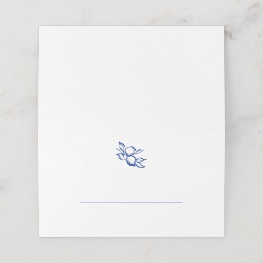 Blue Doodle Lemons Wedding プレイスカード (外部開封)