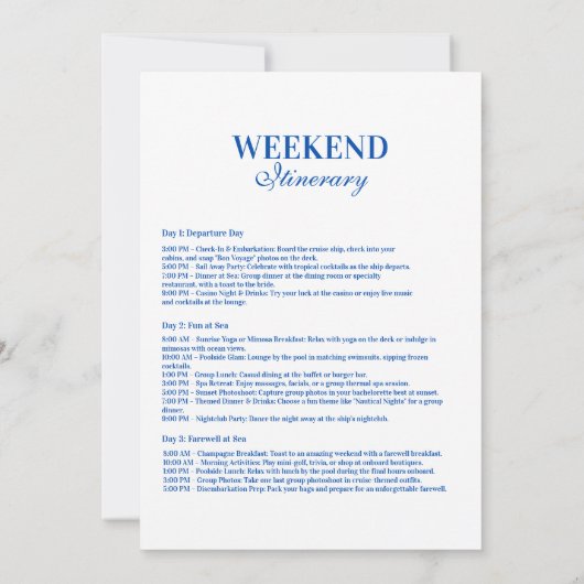 Blue Doodle Tropical Bachelorette 招待状 (裏面)