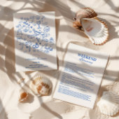 Blue Doodle Tropical Bachelorette 招待状