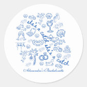 Blue Doodle Tropical Bachelorette Celebration ラウンドシール (正面)