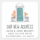 Blue Door Moving Announcementスタンプ スクエアシール (正面)