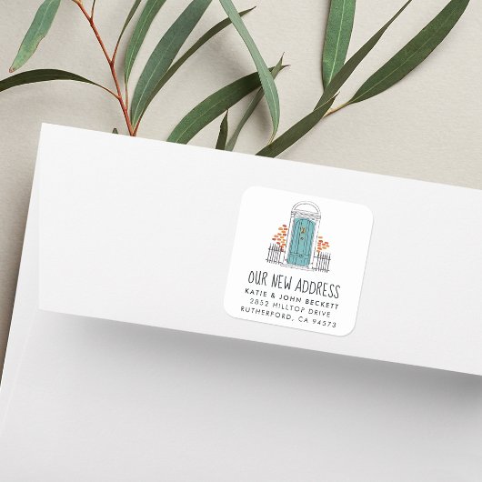 Blue Door Moving Announcementスタンプ スクエアシール