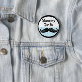 Blue Dot & Mustache Mommy to be Baby Showerボタン 缶バッジ (インサイチュ)