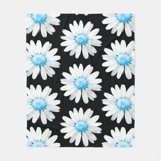 Blue Dotted Daisy's フリースブランケット (正面)