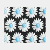 Blue Dotted Daisy's フリースブランケット (正面(横))