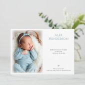 Blue dotted Photo Birth Announcement Card 案内状 (スタンド正面)