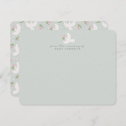 Blue Dove Nursery Note Card 招待状 (正面/裏面)
