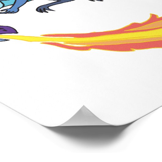 blue dragon breathing fire ポスター (角)