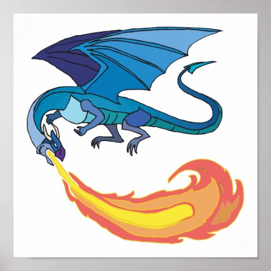 blue dragon breathing fire ポスター (正面)